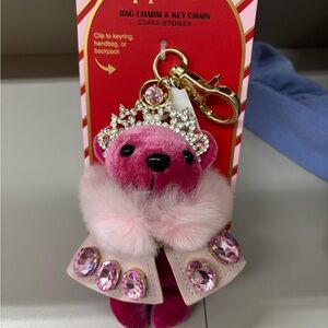 Piper K Pink Princess Bear Bag Charm with Rhinestones